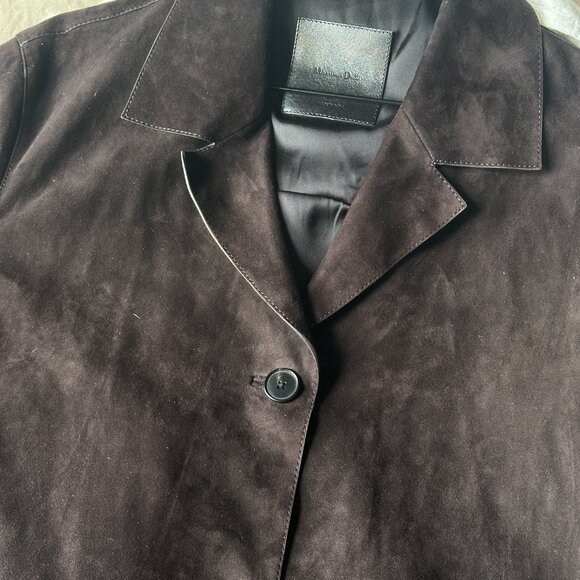 MASSIMO DUTTI DARK BROWN SUEDE LEATHER JACKET - SIZE SMALL - Picture 7 of 9